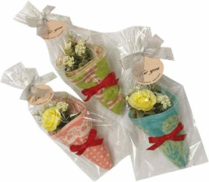 タオルの萩原 タオル ハンカチ ブーケ 3個 セット 色柄アソート ラッピング付 個包装 バラ ブーケ タオルギフト bouquet-th-gift3p