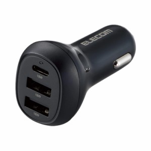 エレコム シガーソケット 急速充電 USB PD対応 最大36W 3ポート (USB-C×1 + USB-A×2) 12V/24V入力対応 LEDランプ付き 【iPhone SE3/SE2