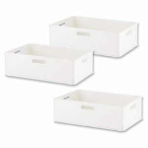 サンカ 収納ボックス 取っ手付き インボックス (ホワイト, Medium, 縦置きカラーボックス対応【3個組】)