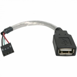 StarTech.com PCケース/マザーボード接続用USB 2.0ケーブル 15cm USB-A(メス) - 4ピン USBマザーボードヘッダ(メス) USBMBADAPT