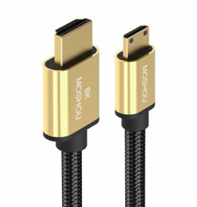 Sikai Mini HDMI to HDMI ケーブル 8K@60Hz 48Gbps HDR HIFI eARC対応 銀メッキ銅線 8K HDMI2.1規格 1m/2m/3m MOSHOU ミニHDMI to HDMIケ