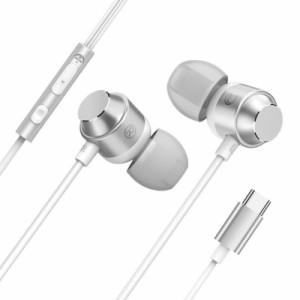 GepAs【国内】 タイプc イヤホン iPhone15 イヤホン 有線 マイク付き HIFI音質 音量調整 重低音 リモコン付き 高遮音性 磁気吸着設計 遅