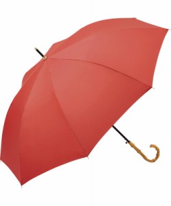 Wpc. 雨傘 ベーシックバンブージャンプアンブレラ レッド 長傘 63cm レディース 晴雨兼用 ジャンプ傘 大きい バンブー 持ち手 シンプル 