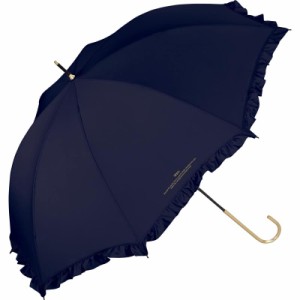 Wpc. 雨傘 フェミニンフリル ネイビー 長傘 58cm レディース 晴雨兼用 大きい 可愛い クラシカル ゴールドハンドル おしゃれ 可愛い 女性