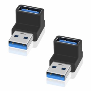 Poyiccot USB 3.0 アダプタ、2個セットUSB L字 USB L型 アダプタ、USB Type A L字型変換アダプタ 直角変換 小型 軽量 タイプA オス メス 