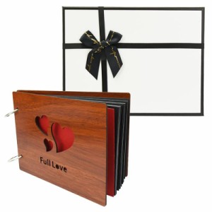 木製フォトアルバム スクラップブック ギフトボックス付き 誕生日 記念日 プレゼント (FULL LOVE)