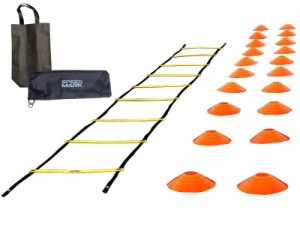 SPEEDMARK 瞬速 （動画マニュアル付） ラダー トレーニング 連結可 SP-2000 (ラダー5m（イエロー）＋コーン20枚（オレンジ）)
