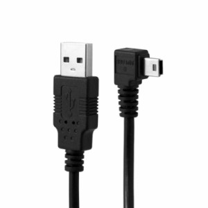 JSER Mini USB B タイプ5ピンオス右向きL字型からUSB 2.0オスデータケーブル フェライト3m付き