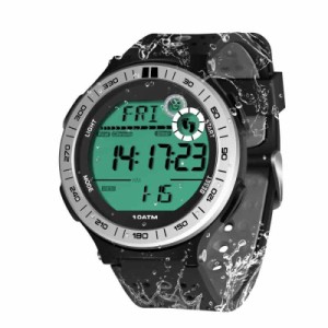 100メートル水中腕時計メンズボーイズための歩数計防水水泳腕時計ラップストップウォッチと目覚まし時計機能付き、12/24時間形式を選択可