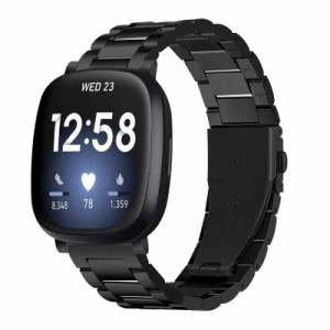 バンド Compatible with Fitbit Versa3 Fitbit Sense バンド ステンレス製 交換用 ベルト Fitbit Versa 3 Fitbit Senseベルト ビジネス風