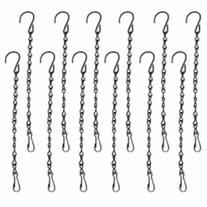 [NABESHI] ハンギングチェーン 吊りフック プランター ランタン 植物 チェーンハンガー (24cm　12本　黒)