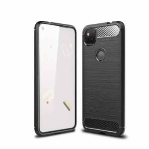 Shron Goolge Pixel 4A ケース スマホケース 炭素繊維カバー TPU シリコン ケース 保護バンパー 弾力性付き Goolge Pixel4A 対応 (ブラッ