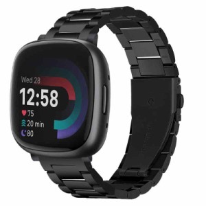 金属腕時計ベルトFor (フィットビット) Fitbit Versa 4 バンド Fitbit Sense 2用バンド 交換用 Fitbit Versa 4ベルト ステンレス鋼製 ビ