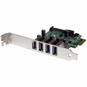 StarTech.com USB 3.0 4ポート増設PCIeカード 4x USB 3.0 拡張用PCIe x1 接続ボード SATA(15ピン)電源端子付き PEXUSB3S4V