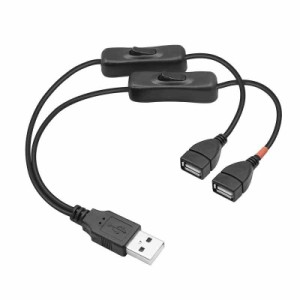 【YFFSFDC】USB スイッチ0.3m/1mUSB 延長ケーブル便利な 2分岐 二股コード データ転送と充電+充電専用オン/オフスイッチ付き小さなデスク