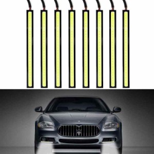 【8本入り】デイライト カー オートドライビング昼間走行ランプ フォグライト 白 全面発光 LED COB フォグランプ 汎用 デイライト バーラ