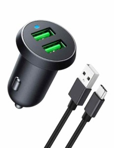 車載充電器 シガーソケット USB USB-C カーチャージャー 急速充電 【PSE認証済・PD30Wポート+QC3.0ポート・usb c急速充電ケーブル付き】i