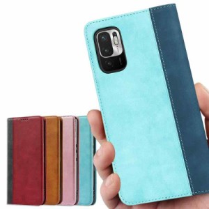 icovercase 手帳 スマホケース 2色組合せ case ケース (？Redmi Note 10 JE Note 10T, レトロ ターコイズ-2色組合せ)