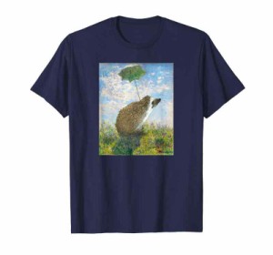 晴れた日の絵画に傘を保持しているハリネズミ Hedgehog Holding Umbrella Tシャツ