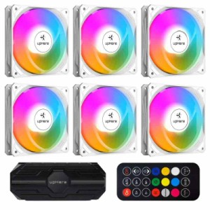 Novonest ARGB PCケースファン 120mm 静音 高性能 冷却ファン RGB ファン ledファン PWM 4PIN PC パーツ ファン (白枠-6PIN-6本)