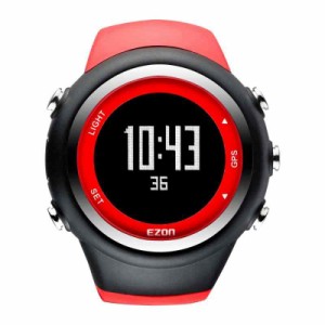 ランニングウォッチ ＧＰＳ 腕時計 デジタル ウォッチ 防水 軽量 Bluetooth搭載 歩数計 EZONT031 (レッド)