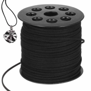 DECHOUS スエード 革紐 革ひも かわひも レザー 紐 レザークラフト 編み物 ネックレス ハンドメイド 手芸用 ブラック 90m 幅2.6mm DIY