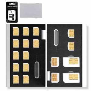 BLUECRAFT たっぷり18枚収納 SIMカード全サイズ対応アルミケース SIMカード変換アダプタセット付属 (シルバー)