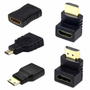 サムコス HDMI変換アダプタ コネクター 5種類セット mini HDMI ＆ micro HDMI 90° 270度 L型 延長 コネクター 全部に対応