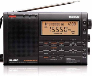 TECSUN PL-660 (黒) FM/LW/MW/SW/AIR エアバンド BCL ラジオ 小型 高性能 短波ラジオ 混信除去機能 高感度 PSEマーク付き100V ACアダプタ