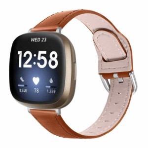 ウォッチバンドFor(フィットビット) Fitbit Versa 3 バンド Fitbit Senseバンド 交換用Fitbit Versa 3ベルト ソフト本革製 軽量防水 簡単