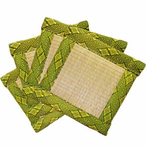 光持屋 天然い草 座卓敷き ミニ畳 4枚組 約16×16×0.6cm 畳のへこみ防止に最適 (黄色)