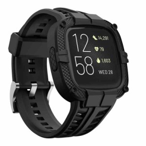 GELISHI Fitbit Versa 2 バンド 保護交換用TPUバンド 傷防止 耐衝撃 落下防止 耐久性 装着簡単 スポーツバンド男性用 (ブラック)