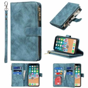 DKLLwallet leather case for iPhone X/XS (iPhone X/ XS, 手縄付き-ブルー)