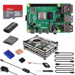 Raspberry Pi 4（4GB技適マーク付き）/ 32GBのMicroSDカード/ 5V 3A USB-Type-C ON/OFFスイッチ付き電源アダプター/2つのMicroHDMI-to-HD