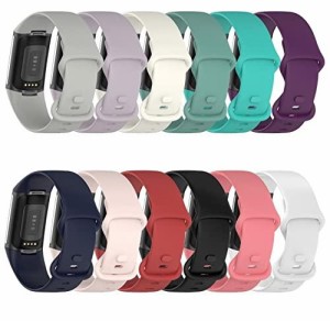 Twaxl Fitbit Charge5用シリコンウォッチストラップソフトリストバンド（12個） (Large)