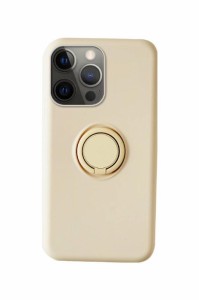 ホビナビ リング付き スマホケース 選べる13色 iPhone 14 Pro 用 シリコンケース スタンド機能 スマホカバー かわいい 高耐久 車載ホルダ