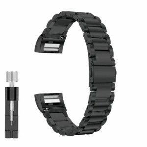 Leetoyi バンド適応 Compatible for Fitbit Charge 4/Charge 3/3 SE 金属ステンレス製の交換用ストラップ 交換ベルト (ブラック)