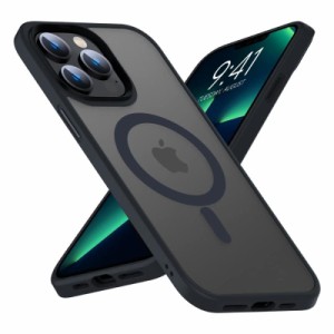 Mgnaooi 磁気ケース iPhone 13 Pro Max用ケース [MILグレード 落下テスト済み&MagSafe対応] 半透明マットバック アルミ合金キー付き 指紋