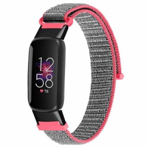 Fitbit （フィットビット）Luxe 専用バンド Fitbit Luxe バンド ナイロン製 交換ベルト リストバンド 男女兼用 スポーツ風 (グレー/レッ