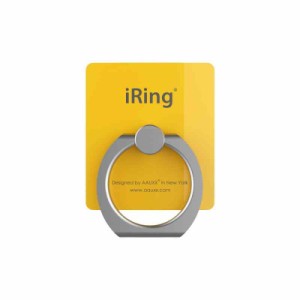 iRing Premium オークス スマホグリップ スタンド 吊り下げフック付き イエロー スマホ タブレット用 落下防止 UMS-IR01HKYE