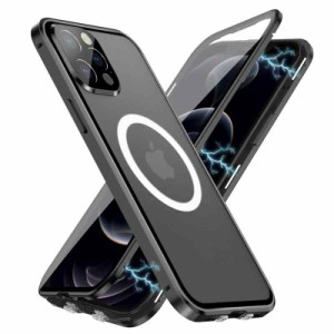 Jonwelsy 携帯電話 ケース iPhone 12 Pro Max 6.7 インチ 用 360度前面 強化ガラス 背面 Magsafe対応 マグネット搭載 磁気吸着 金属フレ