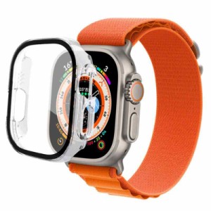 For apple watch ultra 専用ケース【HVUYAL】一体型 強化ガラス 保護カバー 全面保護 強化ガラス画面 9H保護フィルム+PCカバー 装着簡単 