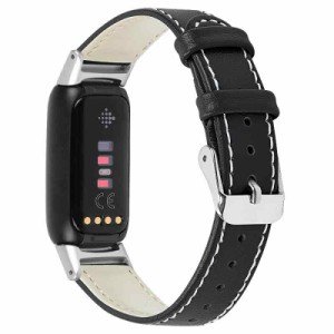 Fitbit （フィットビット）Luxe 専用バンド 交換ベルト リストバンド 本革製 男女兼用 140~205mm (ブラック)