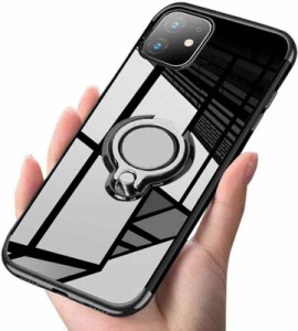 iPhone 11 ケース リング クリア 透明 磁気カーマウントホルダー スタンド メッキ柔らかい殻 滑り防止 耐衝撃カ 黄変防止 軽量 薄型 TPU 