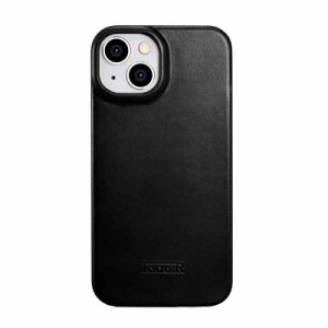 ICARER iPhone8 ケース/iPhone7 ケース 手帳型 本革 牛革 プレミアムレザー 車載ホルダー対応 【日本正規品】 (iPhone14 Plus, ブラック)