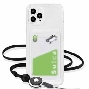 透明ケース ストラップ 指掛け カード収納 (iphone13 pro Max, クリア)