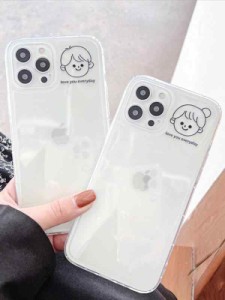 saymi iPhoneケース 韓国 カップル クリア 透明 かわいい キャラクター iphoneカバー 携帯ケース 携帯カバー スマホケース スマホカバー 