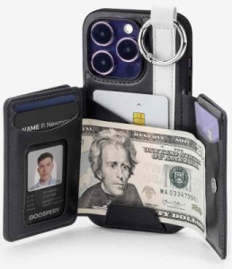 Goospery Flex Wallet iPhone 14 Pro Case用に設計された, ［d］［7 カードスロット & キャッシュ］ リングホルダー付き多めのカード収納