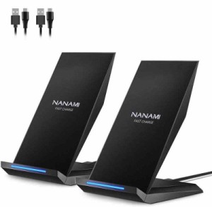 「2台セット」NANAMI ワイヤレス充電器 (改善版) 置くだけ充電 USB Type-Cポート搭載 7.5W/10W/15W Qi認証 iPhone 14/14 Pro(Max)/14 Min