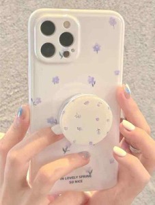 saymi iPhoneケース 韓国 グリップ付き 花 かわいい おしゃれ 花柄 ソフトケース カバー 携帯ケース 携帯カバー スマホ 女子 人気 iPhone